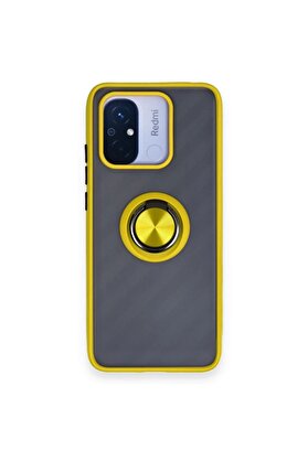 CepteToptan Xiaomi Redmi 12C Kılıf Montreal Yüzüklü Silikon Kapak - Sarı - DROPX1180-1229