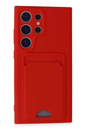 CepteToptan Samsung Galaxy S24 Ultra Kılıf Kelvin Kartvizitli Silikon - Kırmızı - DROPX5267-7001