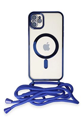 CepteToptan iPhone 11 Kılıf Divo Lazer Askılı Magsafe Kapak - Mavi - DROPX4045-5325