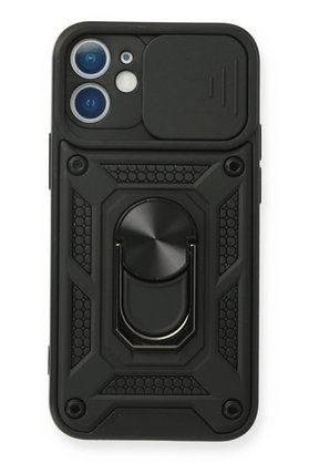 CepteToptan iPhone 11 Kılıf Pars Lens Yüzüklü Silikon - Siyah - DROPX9301-1200