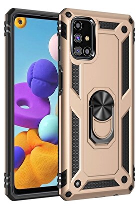 CepteToptan Samsung Galaxy M31S Kılıf Sofya Yüzüklü Silikon Kapak - Gold - DROPX5023-4517