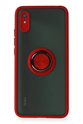 CepteToptan Xiaomi Redmi 9A Kılıf Montreal Yüzüklü Silikon Kapak - Kırmızı - DROPX6330-6796