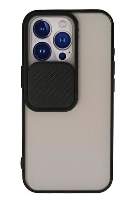 CepteToptan iPhone 13 Pro Kılıf Palm Buzlu Kamera Sürgülü Silikon - Siyah - DROPX8765-7917