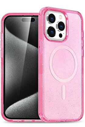 CepteToptan Apple iPhone 15 Pro Max Star Magsafe Kapak - Pembe - DROPX7888-1574