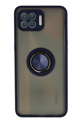 CepteToptan Oppo Reno 4 Lite Kılıf Montreal Yüzüklü Silikon Kapak - Lacivert - DROPX7410-2653