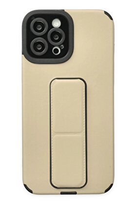 CepteToptan iPhone 12 Pro Max Kılıf Mega Standlı Silikon - Gold - DROPX9584-7070