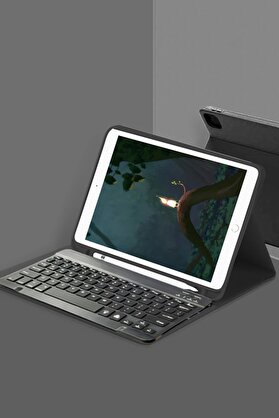 CepteToptan Samsung Galaxy T220 Tab A7 Lite Kılıf KC01 Smart Klavyeli Tablet Kılıfı - S - DROPX6355-7003