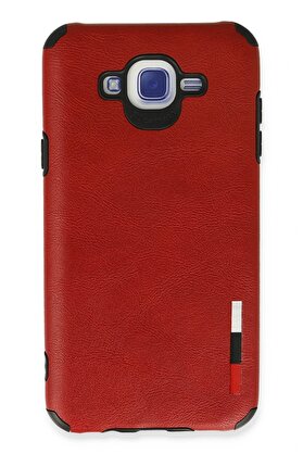 CepteToptan Samsung Galaxy J7 Kılıf Loop Deri Silikon - Kırmızı - DROPX7501-5354