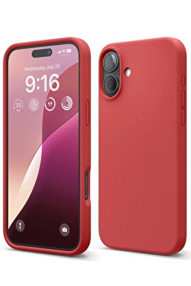 CepteToptan iPhone 16 Plus Kılıf Nano içi Kadife Silikon - Kırmızı - DROPX9643-2507