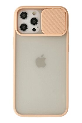 CepteToptan iPhone 12 Pro Max Kılıf Palm Buzlu Kamera Sürgülü Silikon - Pembe - DROPX1418-2368