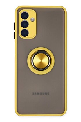 CepteToptan Samsung Galaxy A04S Kılıf Montreal Yüzüklü Silikon Kapak - Sarı - DROPX6395-8183