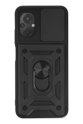 CepteToptan Xiaomi Poco M5 Kılıf Pars Lens Yüzüklü Silikon - Siyah - DROPX6790-2618