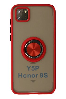 CepteToptan Huawei Y5P Kılıf Montreal Yüzüklü Silikon Kapak - Kırmızı - DROPX2631-5662