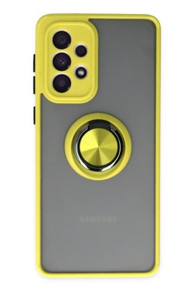 CepteToptan Samsung Galaxy A33 5G Kılıf Montreal Yüzüklü Silikon Kapak - Sarı - DROPX4038-5604