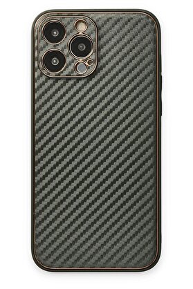 CepteToptan iPhone 13 Pro Max Kılıf Coco Karbon Silikon - Füme - DROPX4910-1183