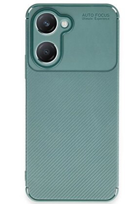 CepteToptan Vivo Y18 Kılıf Auto Focus Karbon Kapak - Koyu Yeşil - DROPX6077-1365