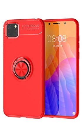 CepteToptan Huawei Y5P Kılıf Range Yüzüklü Silikon - Kırmızı - DROPX6237-6415