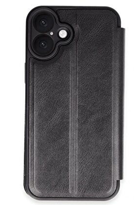 CepteToptan iPhone 16 Plus Kılıf Flip Cover - Siyah - DROPX8161-8825