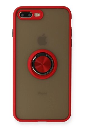 CepteToptan iPhone 7 Plus Kılıf Montreal Yüzüklü Silikon Kapak - Kırmızı - DROPX8888-2308