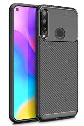 CepteToptan Huawei P40 Lite E Kılıf Auto Focus Karbon Kapak - Siyah - DROPX6480-1505