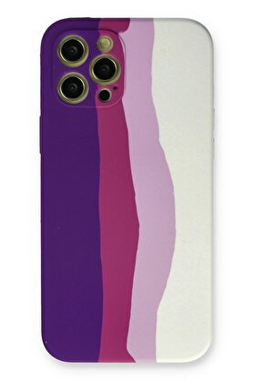 CepteToptan iPhone 12 Pro Max Kılıf Ebruli Lansman Silikon - Mor-Beyaz - DROPX8879-3032