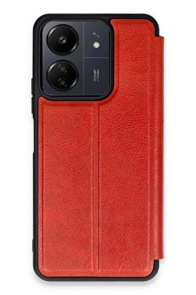 CepteToptan Xiaomi Redmi 13C Kılıf Flip Cover - Kırmızı - DROPX9027-3583