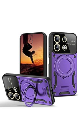 CepteToptan Xiaomi Redmi 13 4G Kılıf Joy Lens Standlı Kapak - Mor - DROPX1778-1421