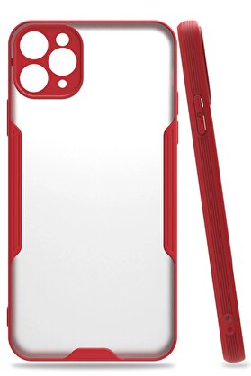 CepteToptan iPhone 11 Pro Max Kılıf Platin Silikon - Kırmızı - DROPX3142-3744