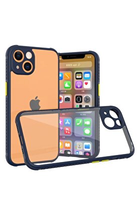 CepteToptan iPhone 13 Mini Kılıf Miami Şeffaf Silikon - Lacivert - DROPX4862-4623