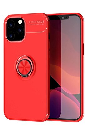 CepteToptan iPhone 12 Pro Max Kılıf Range Yüzüklü Silikon - Kırmızı - DROPX7761-9141