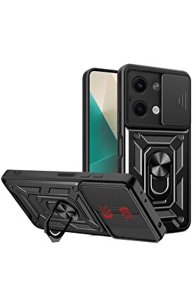 CepteToptan Xiaomi Poco X6 Kılıf Pars Lens Yüzüklü Silikon - Siyah - DROPX7171-3080