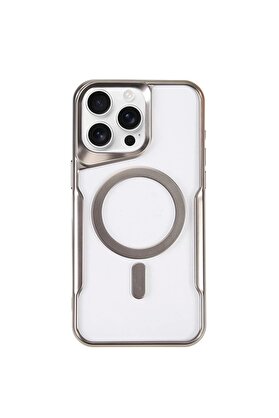 CepteToptan iPhone 15 Pro Max Kılıf Boyi Magsafe Silikon Kapak - Gümüş - DROPX2061-4952