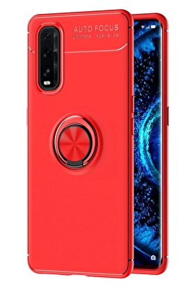 CepteToptan Oppo Find X2 Uyumlu Kılıf Range Yüzüklü Silikon - Kırmızı - DROPX8438-1374