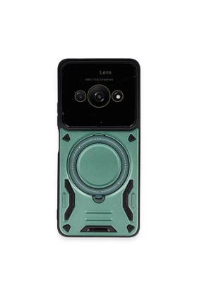 CepteToptan Xiaomi Poco C61 Kılıf Joy Lens Standlı Kapak - Koyu Yeşil - DROPX4861-8909
