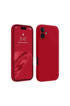 CepteToptan iPhone 16 Plus Kılıf First Silikon - Kırmızı - DROPX8530-3520