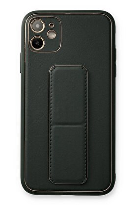 CepteToptan iPhone 12 Kılıf Coco Deri Standlı Kapak - Füme - DROPX8031-1492