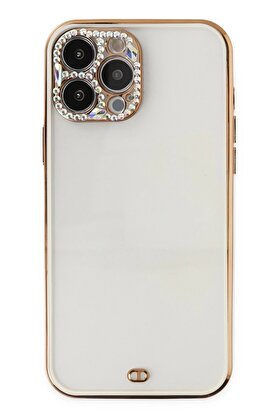 CepteToptan iPhone 13 Pro Kılıf Liva Taşlı Silikon - Beyaz - DROPX1141-2650