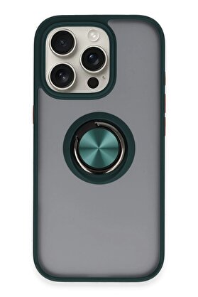CepteToptan iPhone 16 Pro Kılıf Montreal Yüzüklü Silikon Kapak - Yeşil - DROPX3182-3608