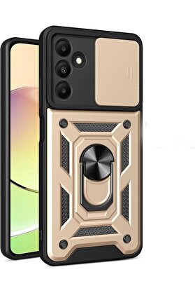 CepteToptan Samsung Galaxy M15 Kılıf Pars Lens Yüzüklü Silikon - Gold - DROPX8424-3796