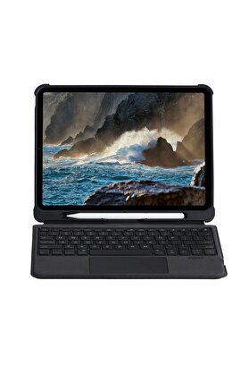 CepteToptan T5207D iPad Pro 11 (2022) Uyumlu Kılıf İnter Ledli Klavyeli Tablet Kılıfı - Siyah - DROPX7155-4239