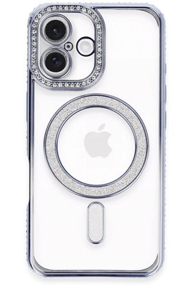 CepteToptan iPhone 16 Plus Kılıf Joke Simli Magneticsafe Kılıf - Mavi - DROPX6608-2634