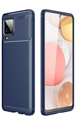 CepteToptan Samsung Galaxy A22 Kılıf Auto Focus Karbon Kapak - Lacivert - DROPX3748-1094