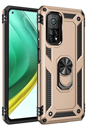 CepteToptan Xiaomi Mi 10T Pro Kılıf Sofya Yüzüklü Silikon Kapak - Gold - DROPX9819-7279