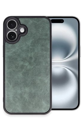 CepteToptan iPhone 16 Plus Kılıf Aras Deri Kapak - Koyu Yeşil - DROPX4450-9774
