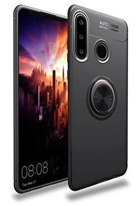 CepteToptan Huawei Y6P Kılıf Range Yüzüklü Silikon - Siyah - DROPX2720-7911