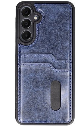CepteToptan Samsung Galaxy S24 FE Kılıf Sara Kartvizitli Deri Kılıf - Lacivert - DROPX5269-5242
