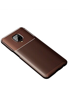 CepteToptan Xiaomi Redmi Note 9 Pro Kılıf Auto Focus Karbon Kapak - Kahverengi - DROPX1201-3627