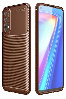 CepteToptan Realme 7 Kılıf Auto Focus Karbon Kapak - Kahverengi - DROPX8390-2874