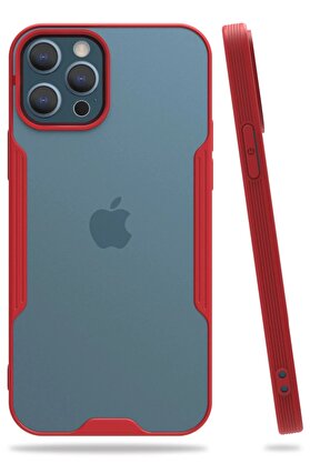 CepteToptan iPhone 12 Pro Max Kılıf Platin Silikon - Kırmızı - DROPX1329-1919