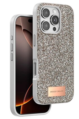 CepteToptan iPhone 16 Pro Bright Simli Kapak - Çöl Titanyum - BRH027122-7725